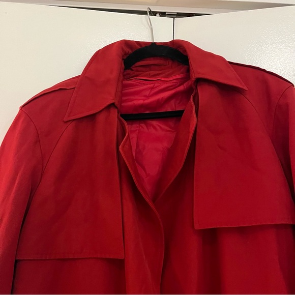 Vintage Red Long Lined Trench Coat Designed for Northwest Airlines by Disney - Picture 2 of 7